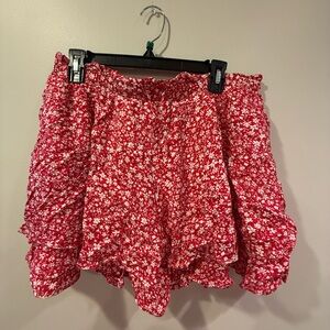 Amazon Red Floral Women's flowy tiered Shorts
